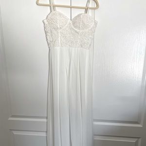 White floor length gown